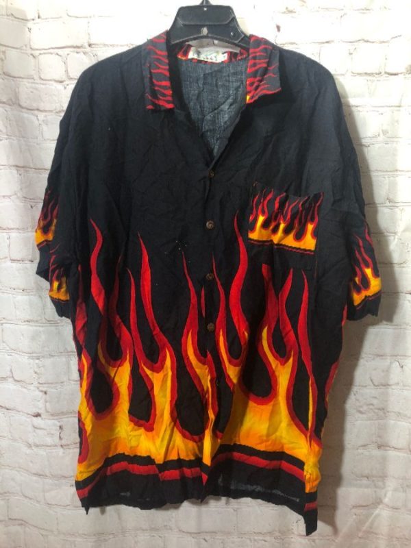 Fire & Flames Design Print Shirt | Boardwalk Vintage