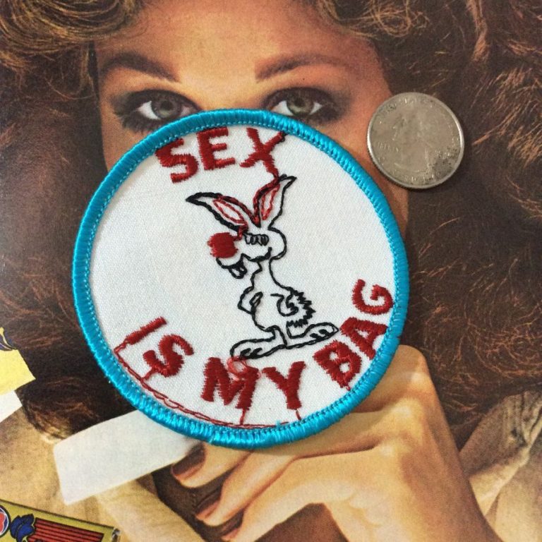 1970‘s Embriodered Patch W Sex Is My Bag And Rabbit Boardwalk Vintage