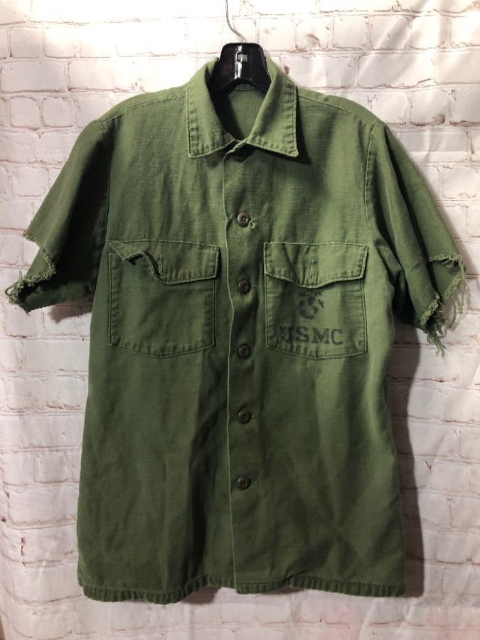 Usmc Shirt Military Style W/ Cut-off Sleeves | Boardwalk Vintage