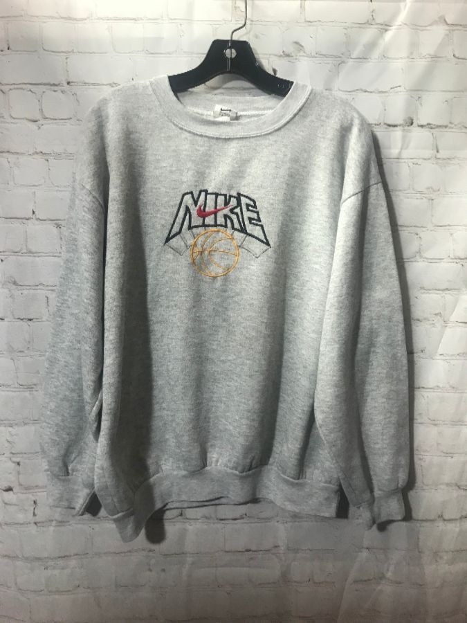 nike pullover hoodie with embroidered logo in grey