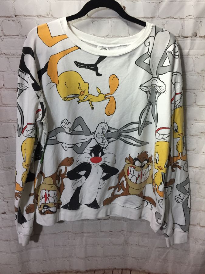 Looney Tunes Allover Print Sweatshirt Boardwalk | Vintage