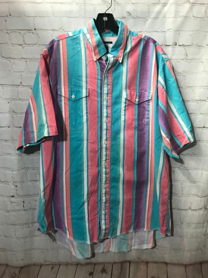 Cotton Candy Vertical Striped Pattern Shirt | Boardwalk Vintage