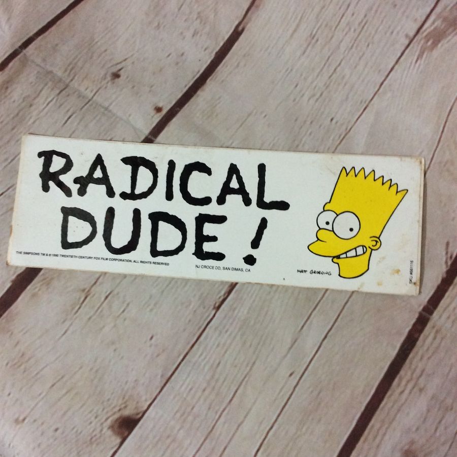 Workout cow radical VINTAGE 1990 THE SIMPSONS BUMPER STICKER BART DUDE