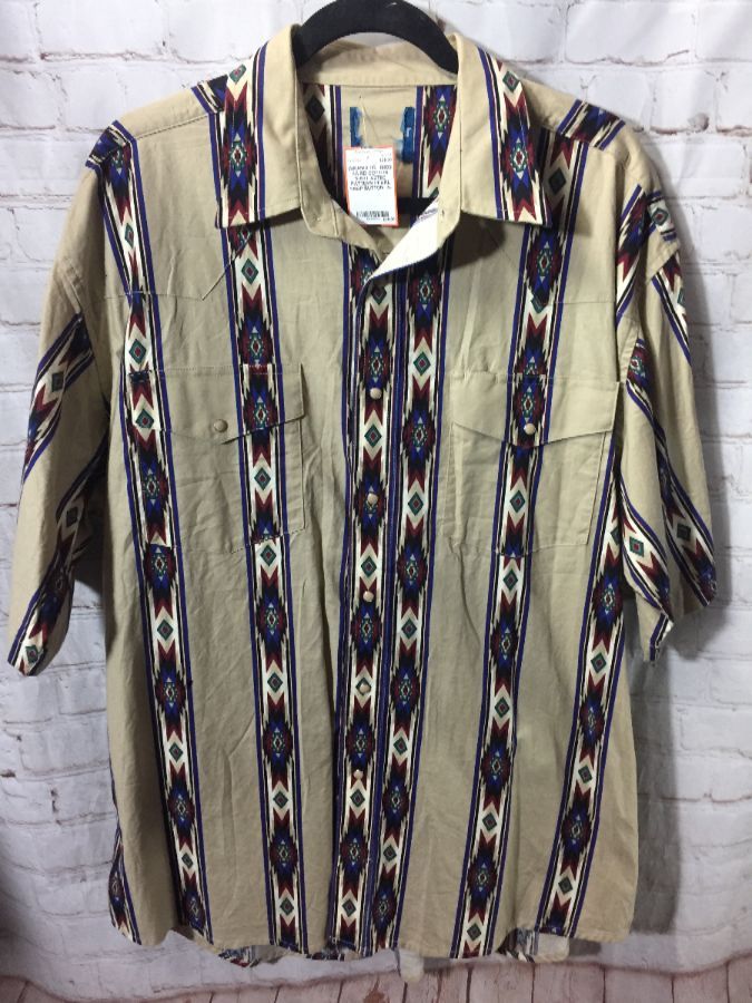 1990s Ss Bd Cotton Shirt Aztec Pattern Pearl Snap Button | Boardwalk ...