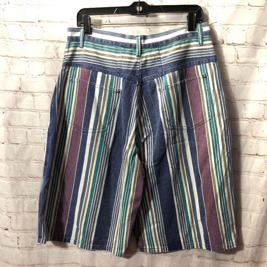 1990s Deadstock Denim Shorts Vertical Stripes | Boardwalk Vintage