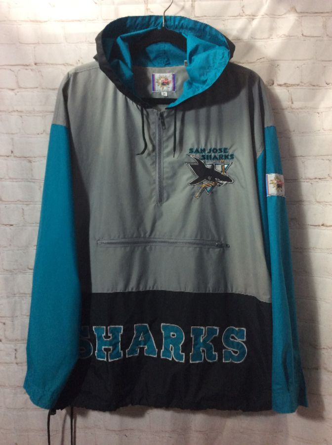 1990s Pullover San Jose Sharks Windbreaker Jacket Embroidered ...