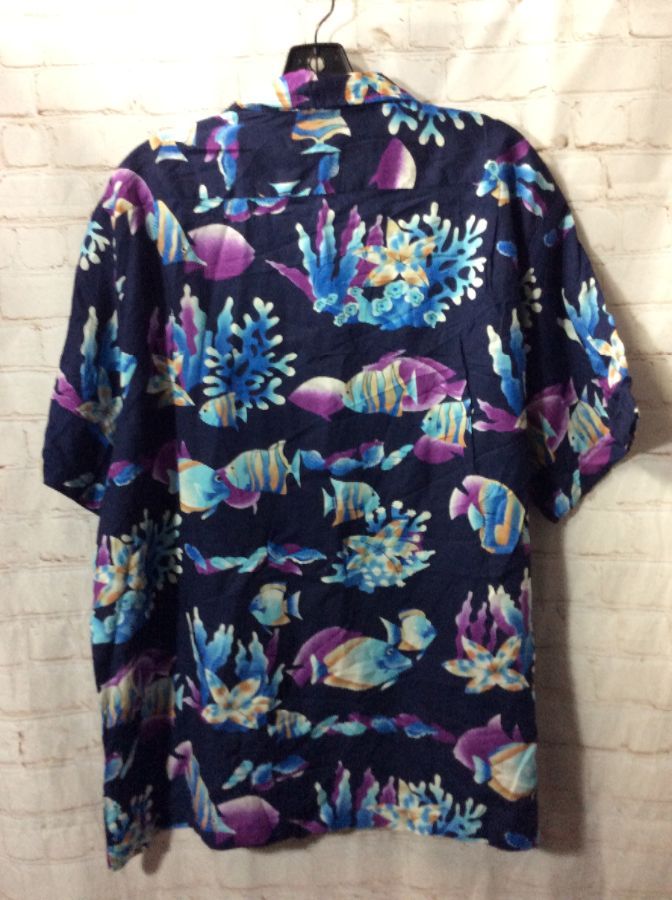 Tropical Fish & Coral Print Hawaiian Shirt