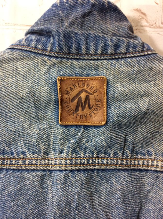 Malboro Country Denim Jacket W/ Leather Collar & Flannel Lining ...
