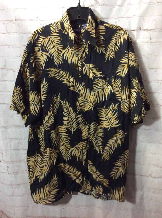 Palm Leaf Print Rayon Hawaiian Shirt | Boardwalk Vintage
