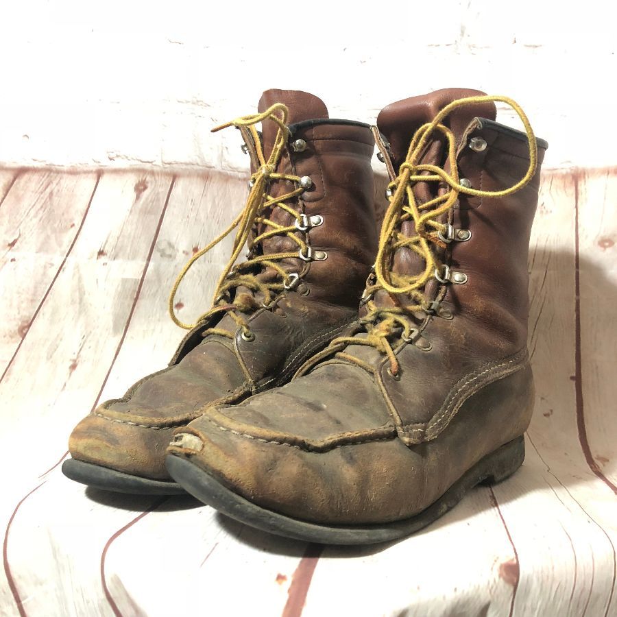 product details: LEATHER LACE-UP WORK BOOTS DISTRESSED photo