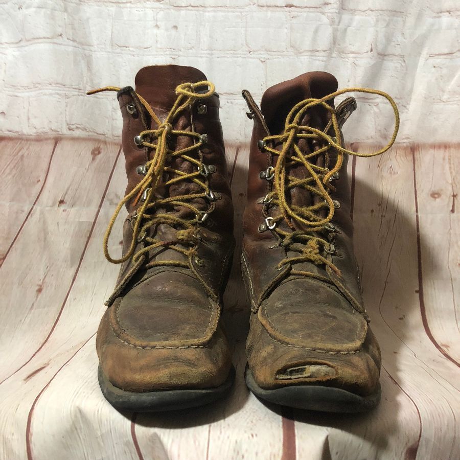 Leather Lace-up Work Boots Distressed | Boardwalk Vintage