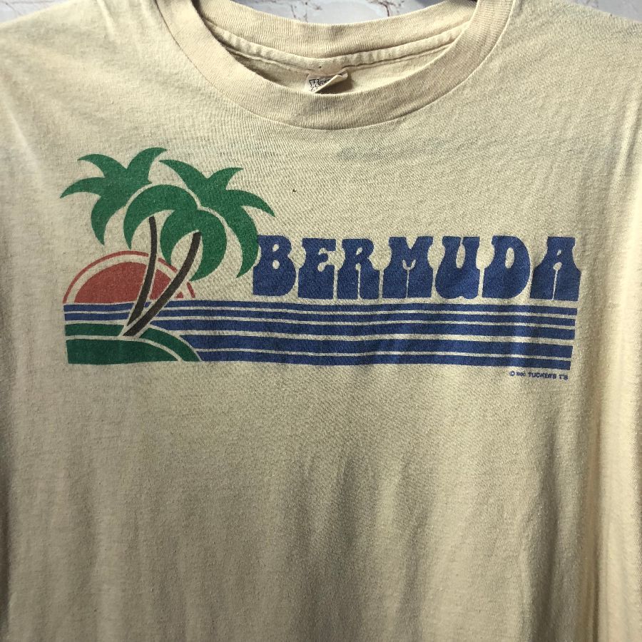 Retro Cotton Bermuda Palm Tree Logo T-shirt 1980’s | Boardwalk Vintage