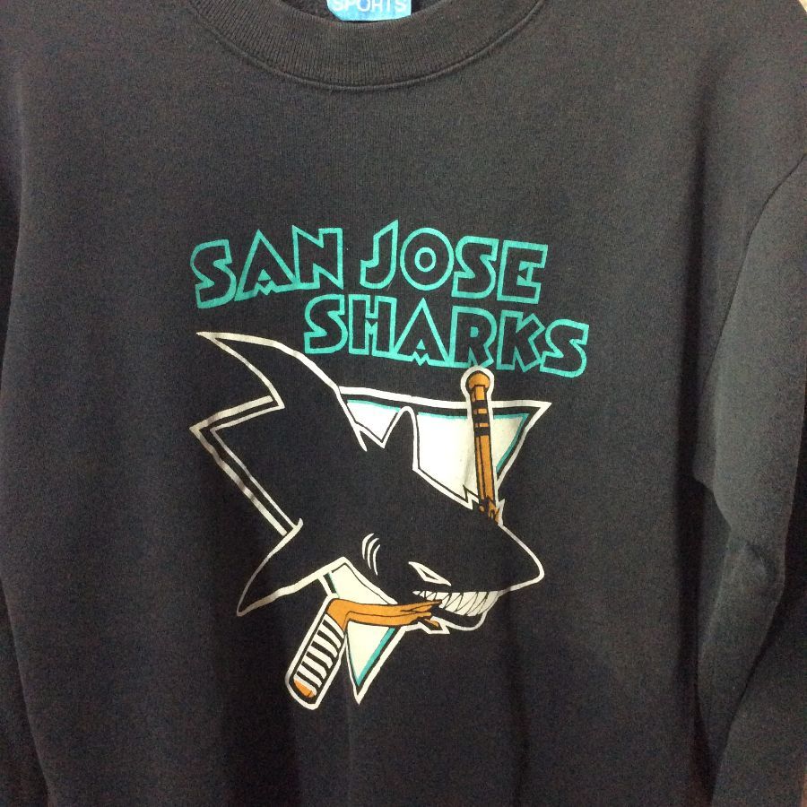 CustomCat San Jose Sharks Vintage NHL Crewneck Sweatshirt White / L
