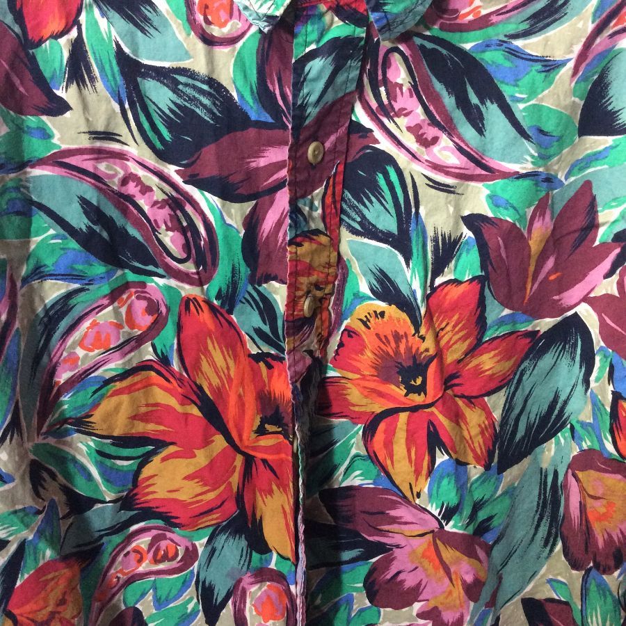 Vibrant Watercolor Floral Print Hawaiian Shirt | Boardwalk Vintage