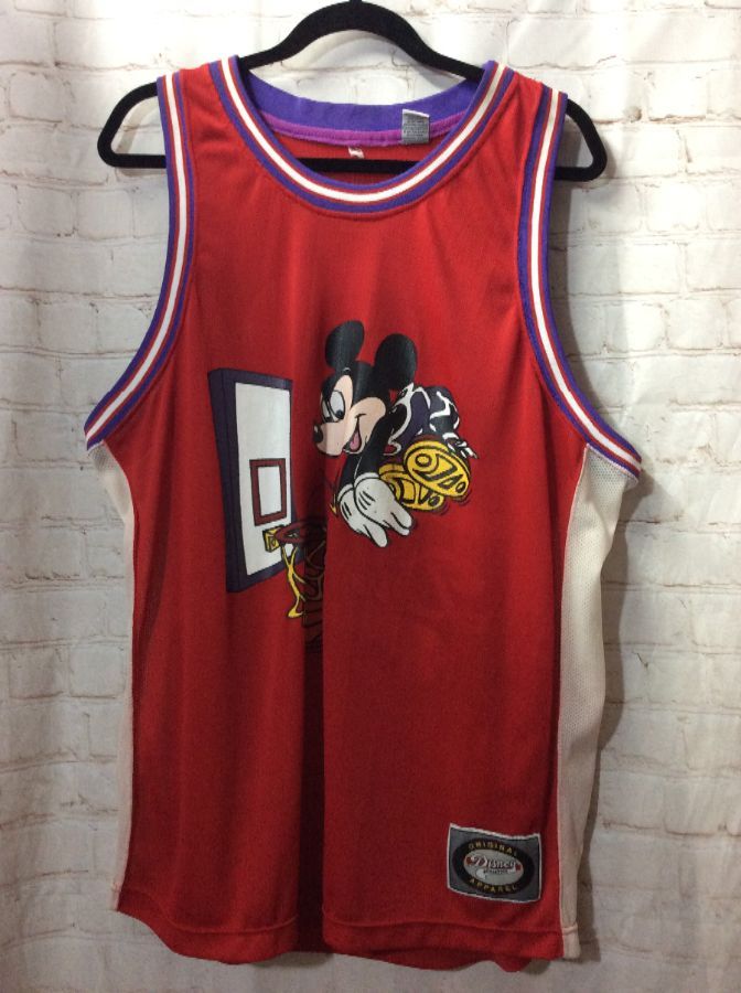 Disney Basketball Jersey W/mickey Slam Dunking Ball Design