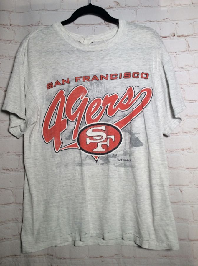 1994 San Francisco 49ers Logo Tshirt W Tattered Collar Super Thin And ...