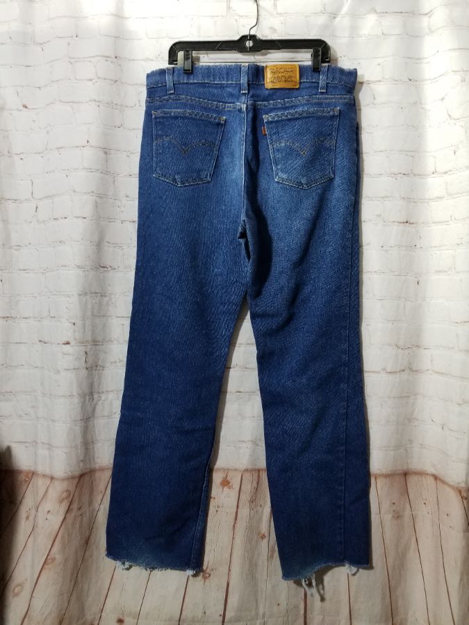 Retro Levis Action Jeans W/ Frayed Ankles W 38 X L 34 Dark Wash ...