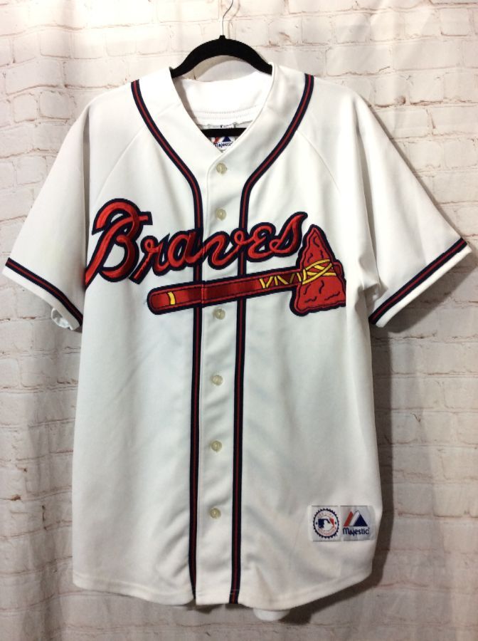 atlanta braves button up jersey