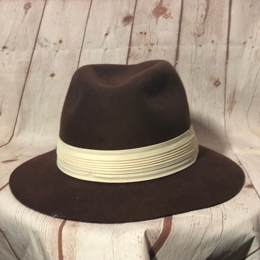 Panama-style Fedora Hat W/ White Band Made Of 100% Virgin Wool ...