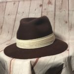 PANAMA-STYLE FEDORA HAT W/ WHITE BAND made of 100% VIRGIN WOOL