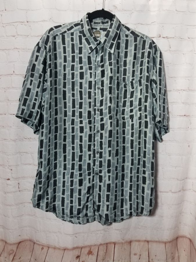 1990’s Silk Vertical Striped Shirt W/ Basic Brick Pattern | Boardwalk ...