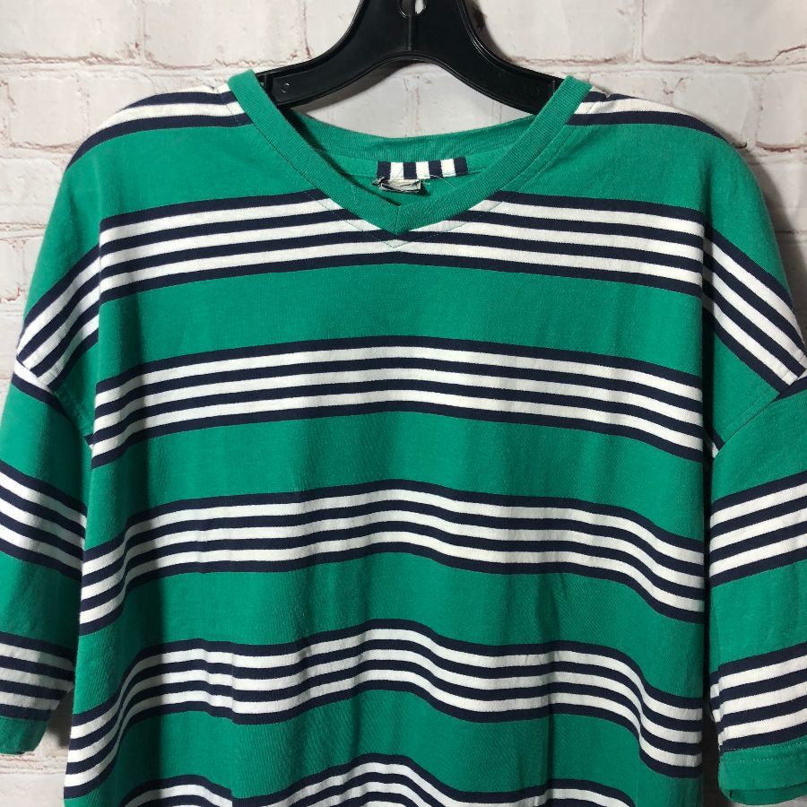 1990’s Horizontal Striped Shirt W/ V-neck | Boardwalk Vintage