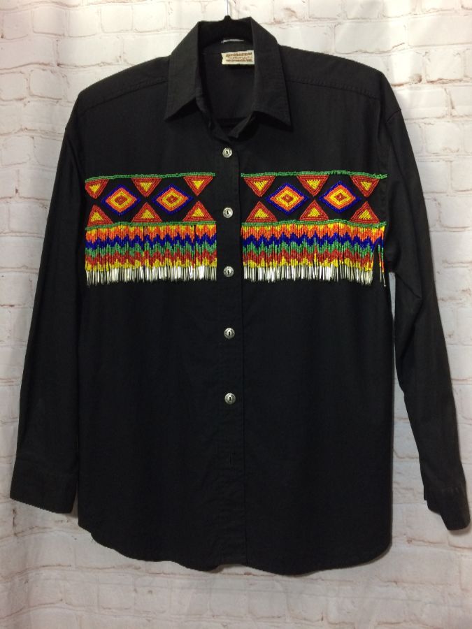 Western Shirt W/beaded Navajo Front Design | Boardwalk Vintage