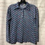 RETRO FLOWER PRINT QUARTER-BUTTON LONG SLEEVE COLLARED SHIRT