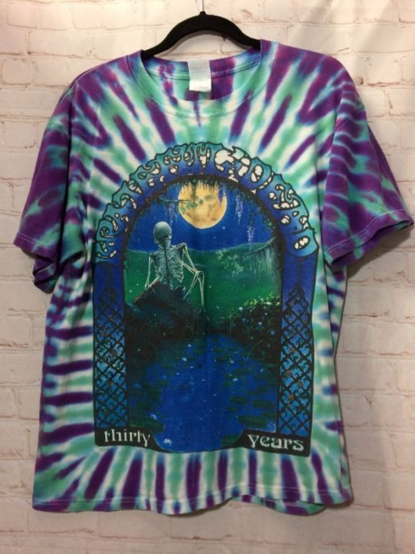 GRATEFUL DEAD TIE-DYE T-SHIRT 1995 30 YEARS W/ SKELETON & MOON GRAPHIC ...