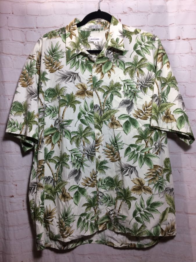 Palm Trees & Leaves Hawaiian Shirt W/ Front Pocket | Boardwalk Vintage