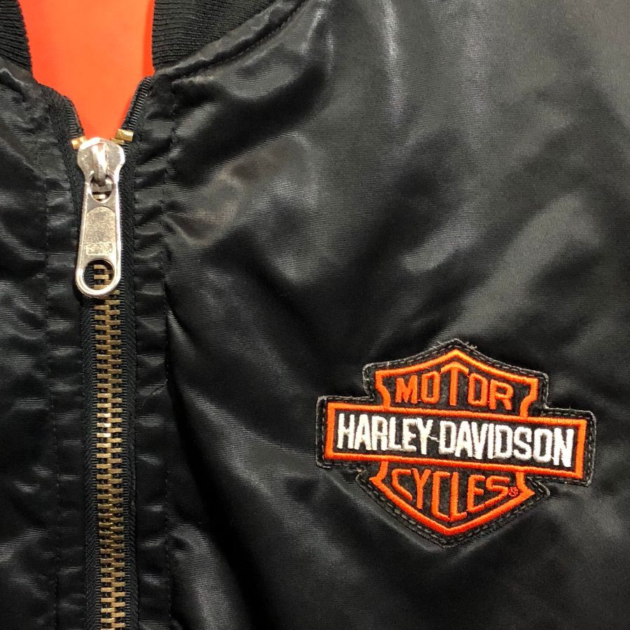 Harley Davidson Embroidered Bomber Jacket Orange Interior | Boardwalk ...