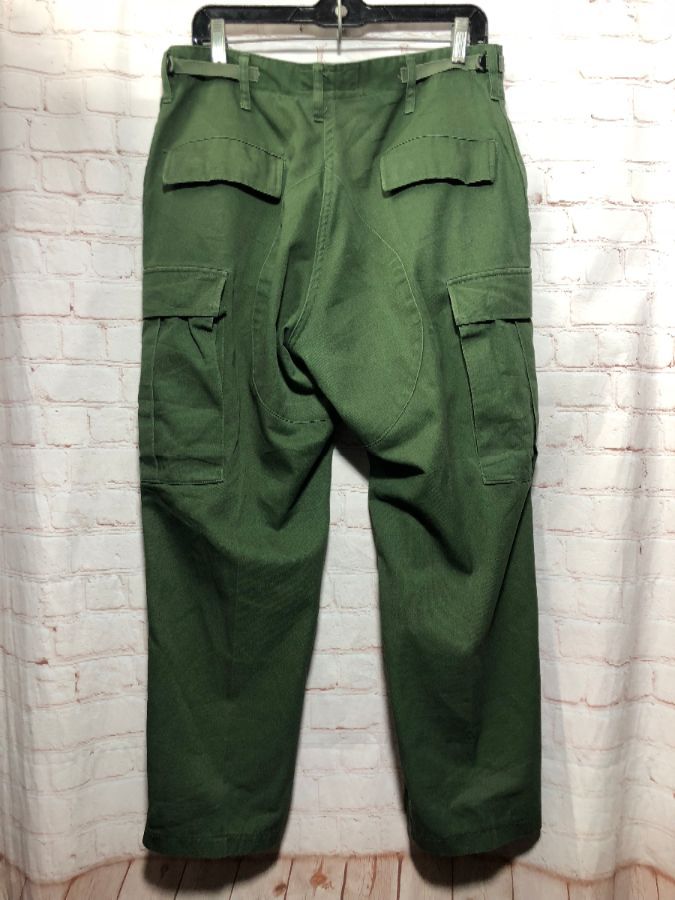 Cropped Military Combat Trousers W/ Button-up Fly & Cargo Pockets ...