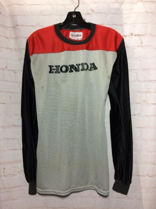 Mesh Fabric Honda Motorcycle Dirt Bike Shirt Ribbed Cuffs & Collar ...