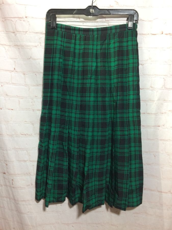 Silk Tartan Plaid Midi Length Skirt W/ Pleats | Boardwalk Vintage