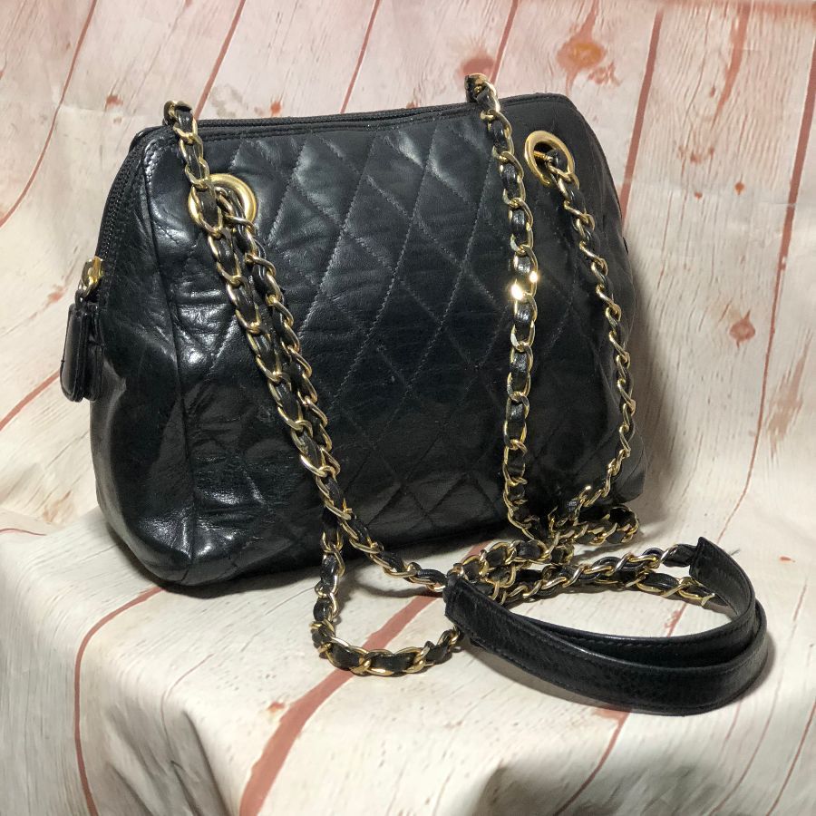 Vintage 1980's Neiman Marcus Quilted Leather Handbag W/ Double