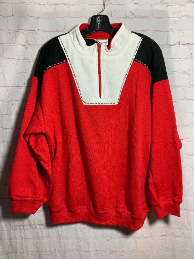 1980’s Pullover Color-block Design Sweatshirt 1/4 Zip | Boardwalk Vintage