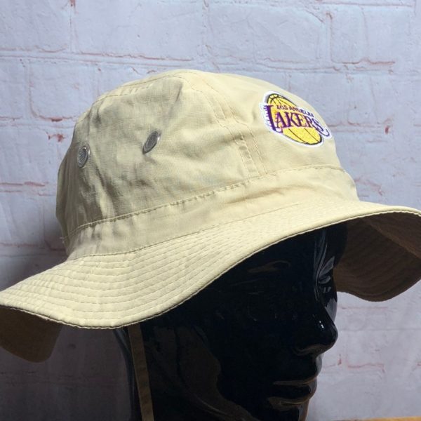 NBA LOS ANGELES LAKERS SUN BUCKET HAT W/ WIDE BRIM & EMBROIDERED LOGO