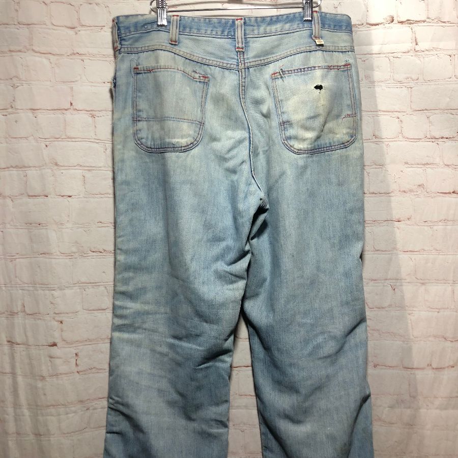 Retro 1970s Patchwork Denim Jeans Faded Dark Denim Patches W/ Plaid ...