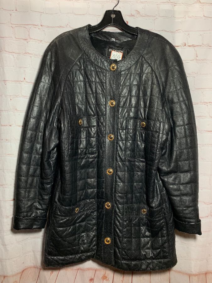 1980's Quilted Butter Soft Leather Jacket Gold Metal Buttons Chanel Style