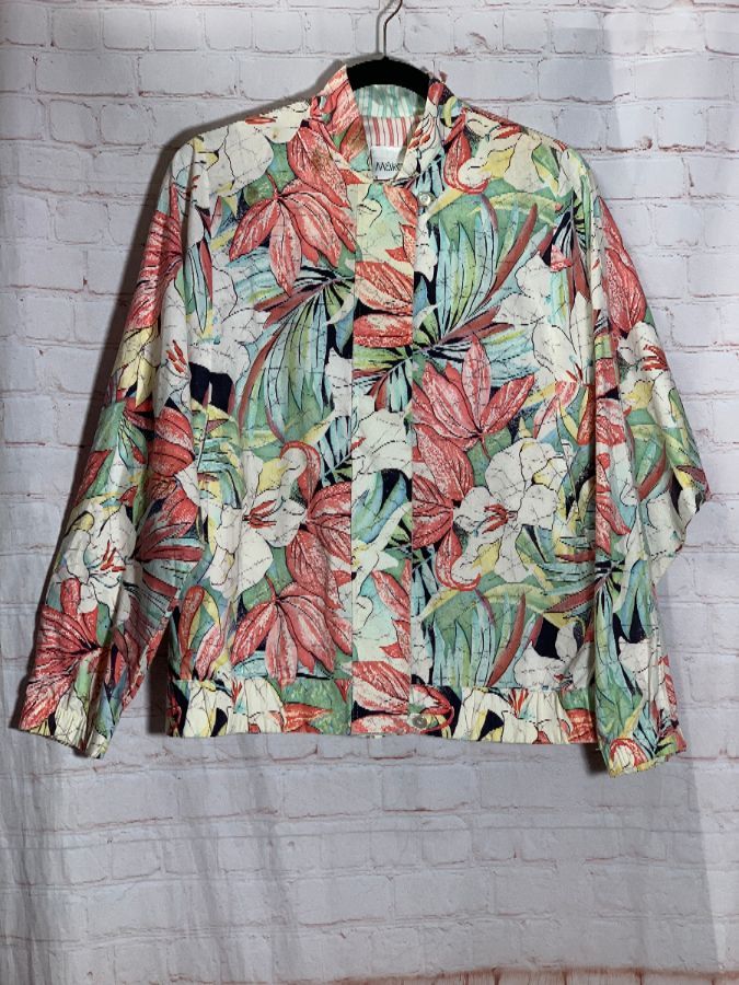 Hawaiian Floral Print Cotton Bomber Jacket | Boardwalk Vintage
