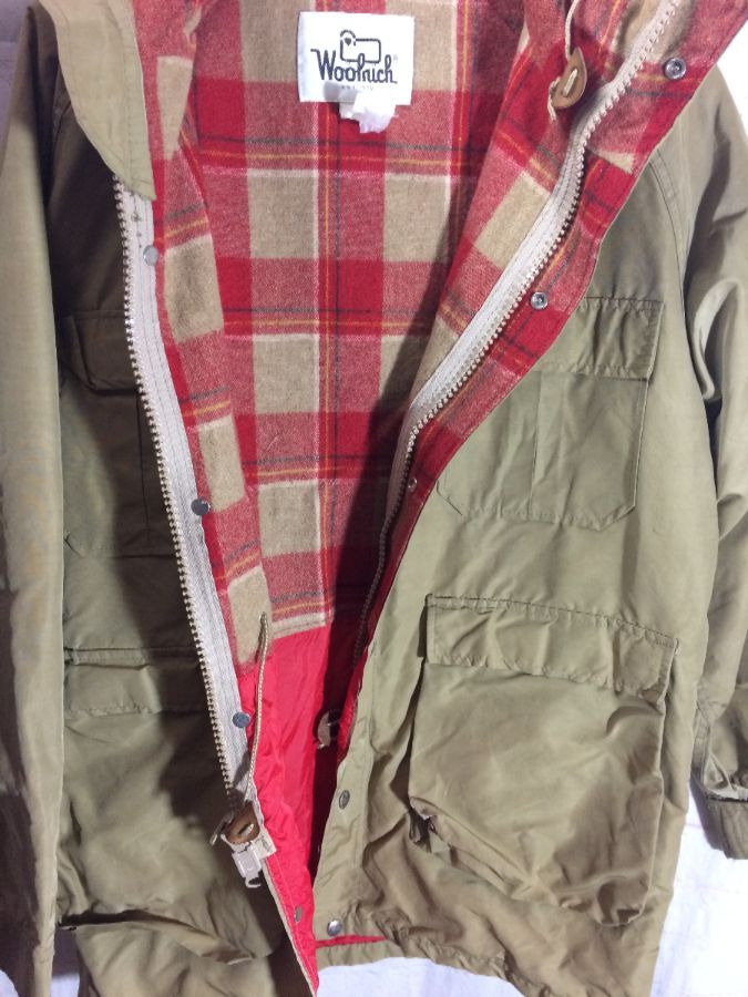 Retro Woolrich Hooded Rain Jacket W/ Wool Plaid Lining & Leather