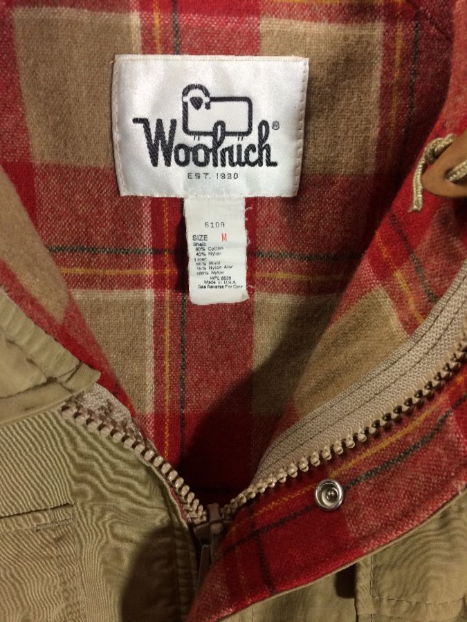 Retro Woolrich Hooded Rain Jacket W/ Wool Plaid Lining & Leather ...