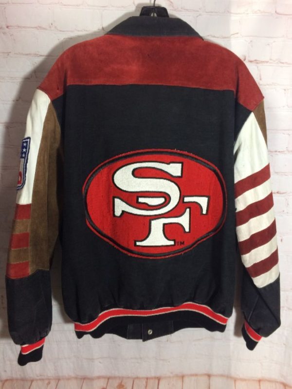 San Francisco 49ers Leather And Denim Jacket By Jeff Hamilton