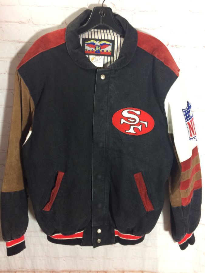 San Francisco 49ers Leather And Denim Jacket By Jeff Hamilton ...