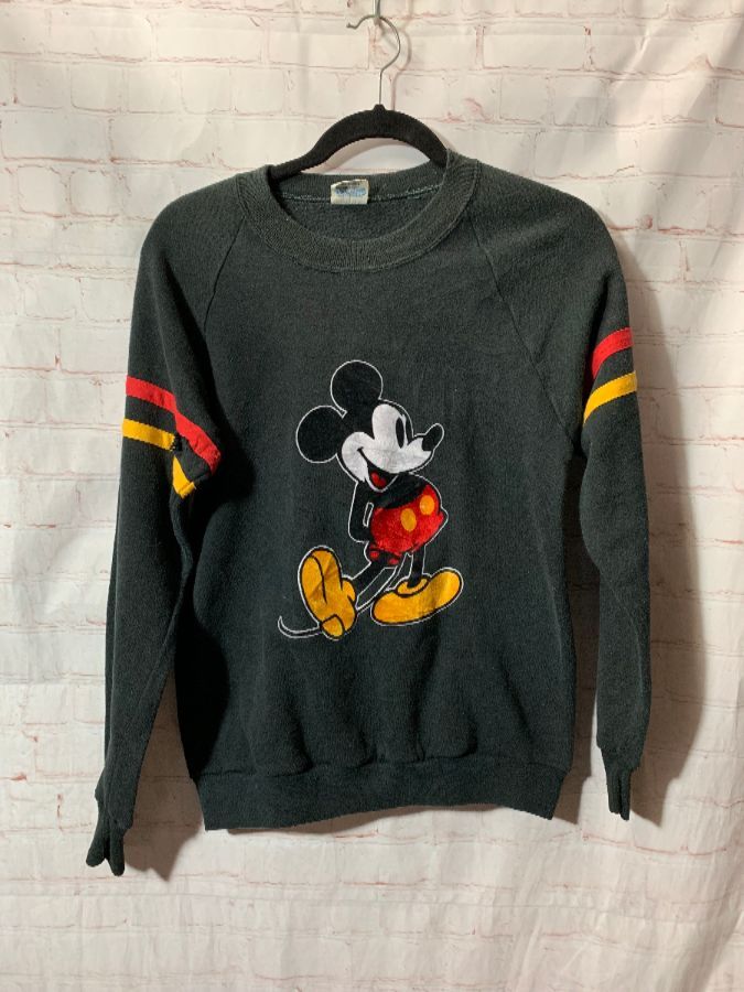 Mickey Mouse Crew-neck Sweatshirt W/ Velvet Applique | Boardwalk Vintage