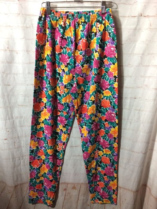peace world print elastic waist jogger pants