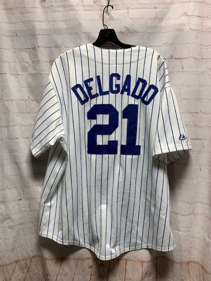 Pinstriped Baseball Jersey New York Mets #21 Delgado