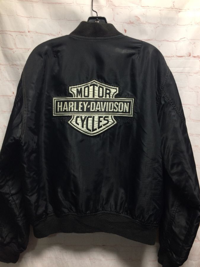 Harley Davidson Nylon Bomber Jacket W/ Embroidered Logos | Boardwalk ...