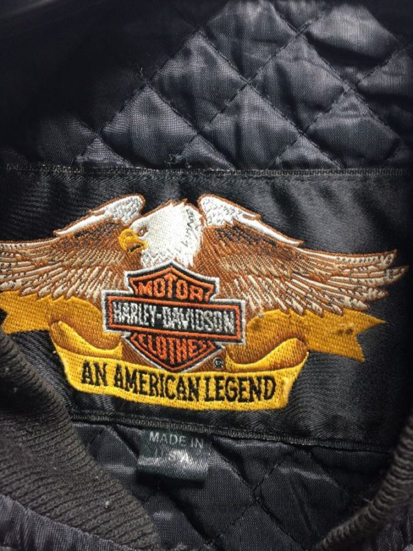 Harley Davidson Nylon Bomber Jacket W  Embroidered Logos 