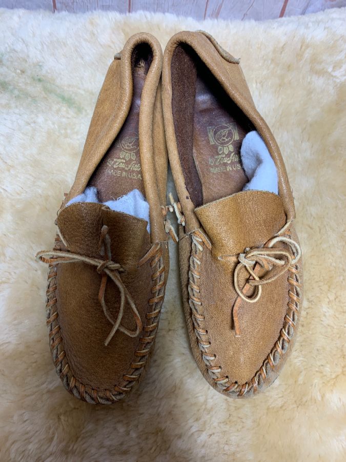 Textured Leather Moccasins W/ Whip Stitched Vamp Made In Usa ...